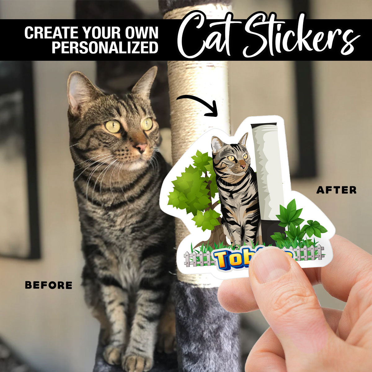 Cat Photo Stickers - Personalized Sticker of Your Cat