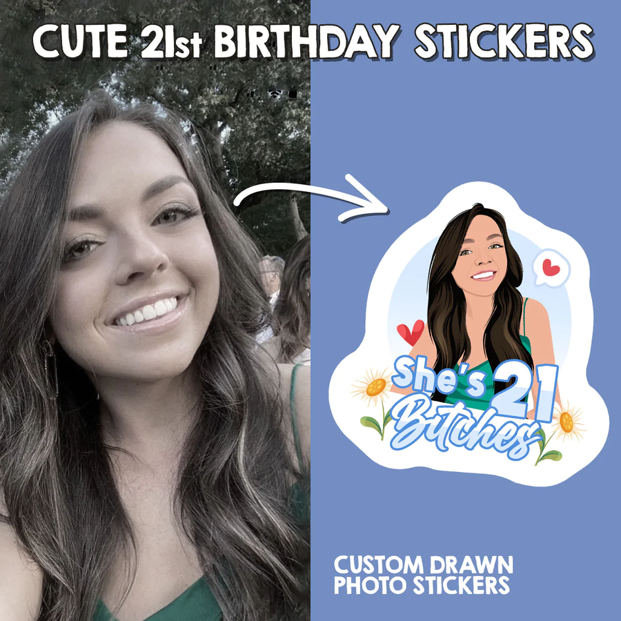 Custom 21st Birthday Sticker For Girls