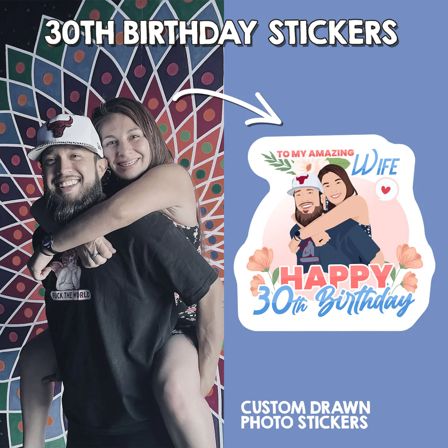 Custom 30th Birthday Stickers For Wife