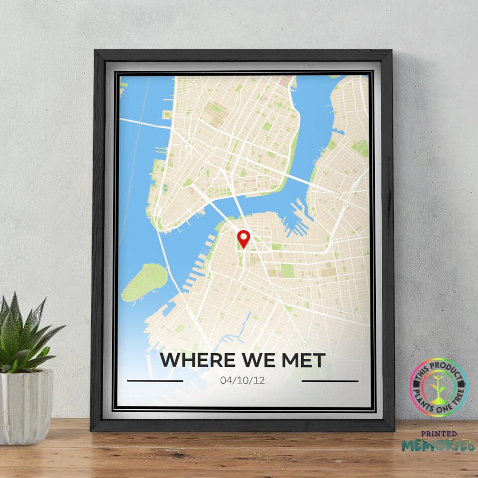 Personalised First Date Map Location Boyfriend Girlfriend Plaque